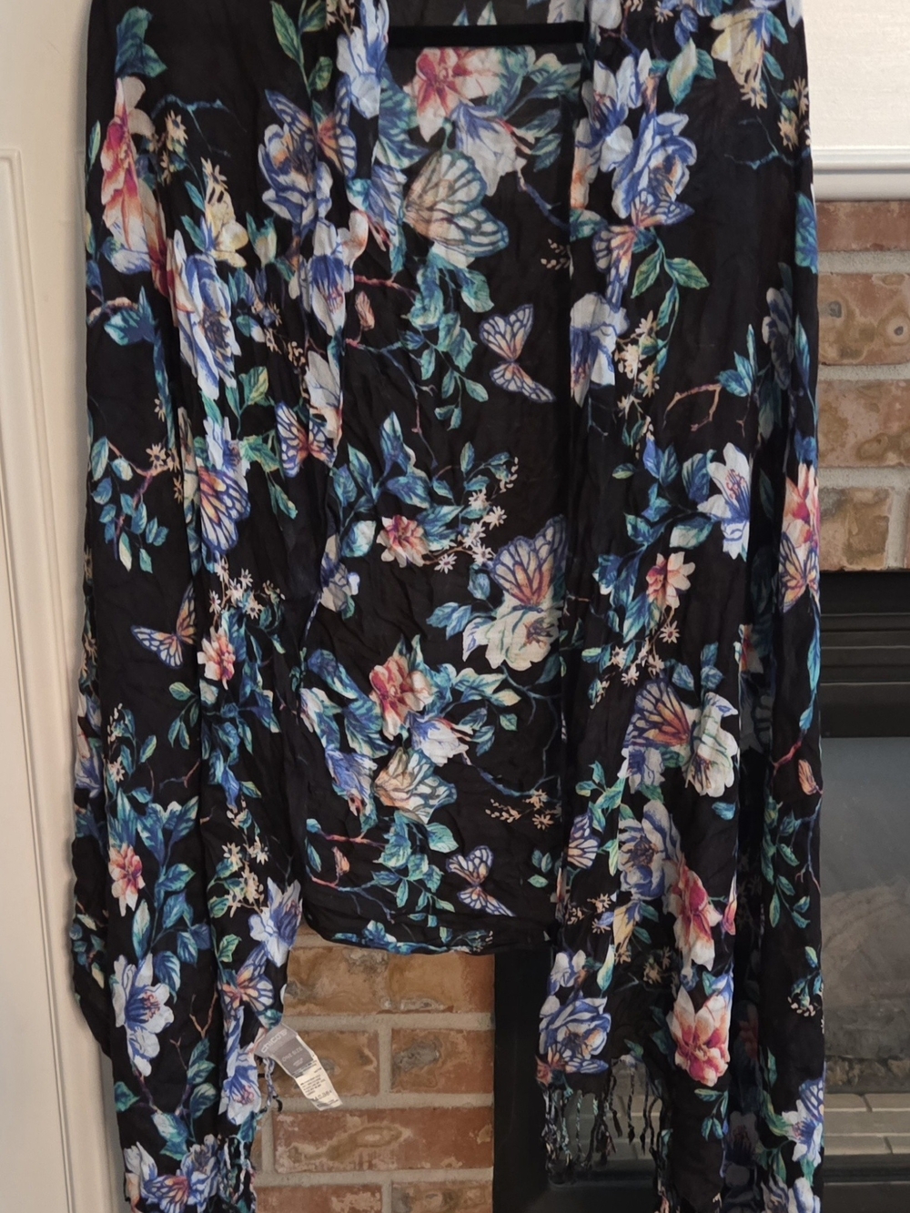 Chico's Black Floral Ruana